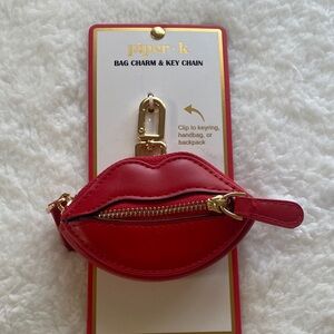 Piper K Red Lip-Shaped Bag Charm Keychain